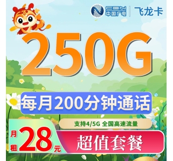 广电飞龙卡28元250G+200分钟