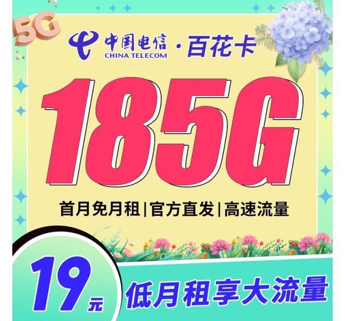 电信百花卡19元185G