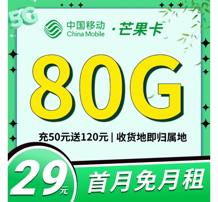 移动芒果卡29元80G